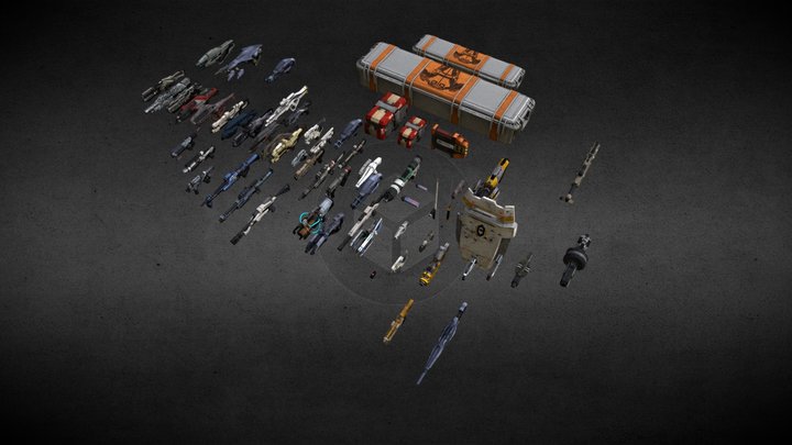 All the mass effect weapons 3D Model