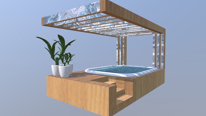Jacuzzi clásico de madera clara 3D Model