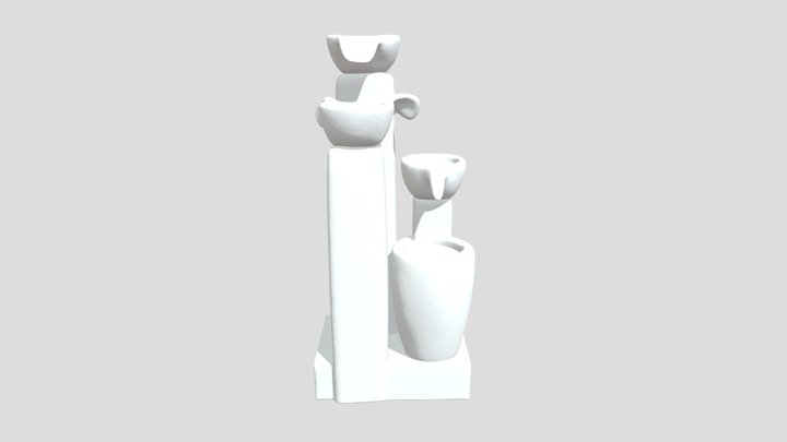 Serene Fountain Garden 3D Model