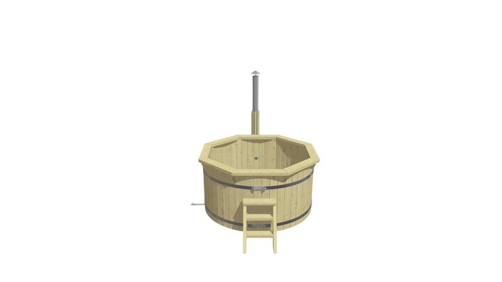 Wooden Hot Tub (1.9m) with external heater 3D Model