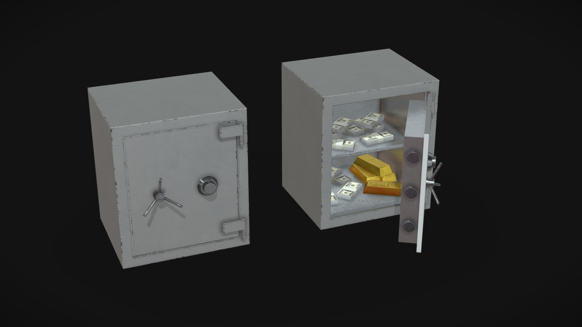 3D model Lowpoly Safebox - This is a 3D model of the Lowpoly Safebox. The 3D model is about a couple of white boxes.
