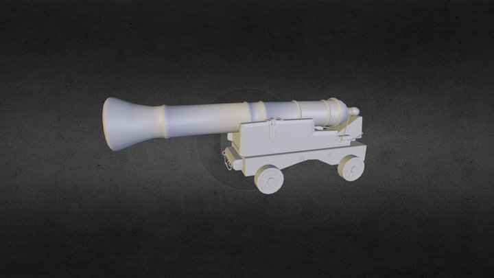 Cannon_Woodenplatform_01 3D Model