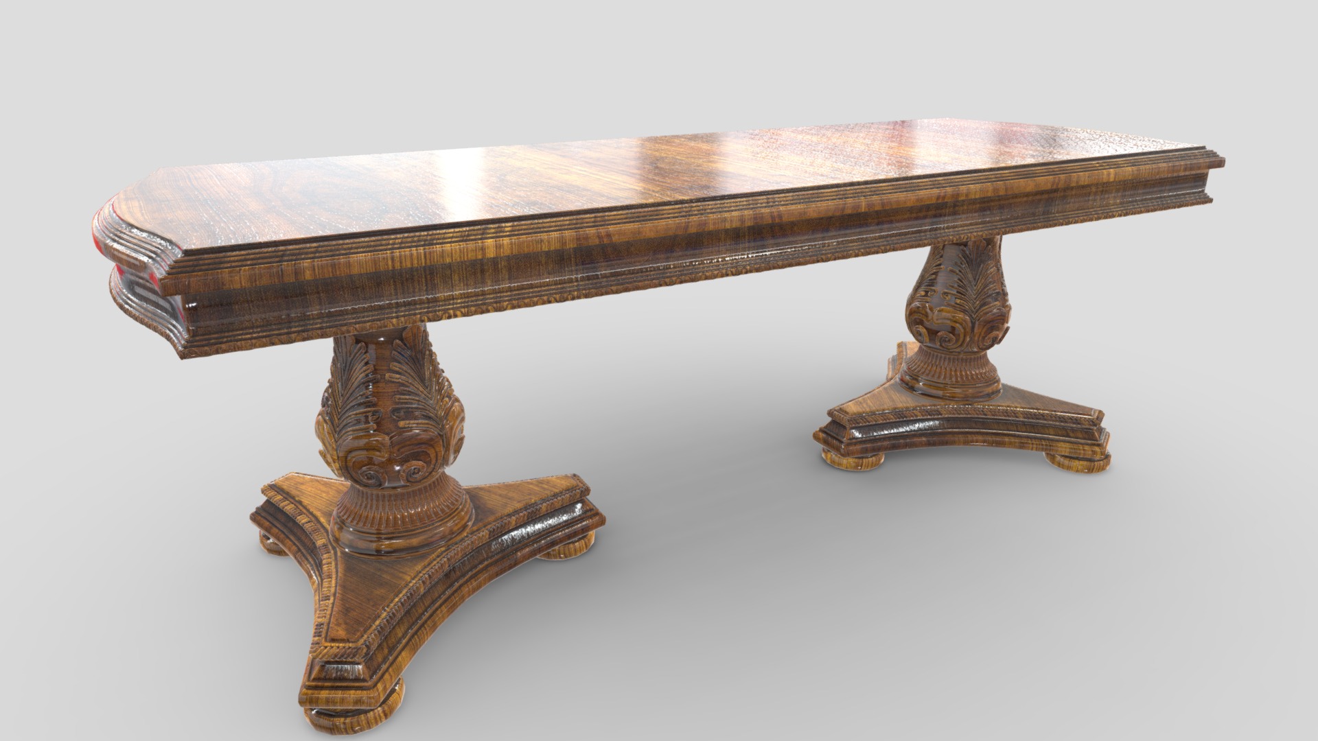 3D model Antique Dining Table 39 - This is a 3D model of the Antique Dining Table 39. The 3D model is about a wooden table with a couple of pieces of wood on top.