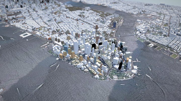 Manhattan NY - DEM + OSM model 3D Model
