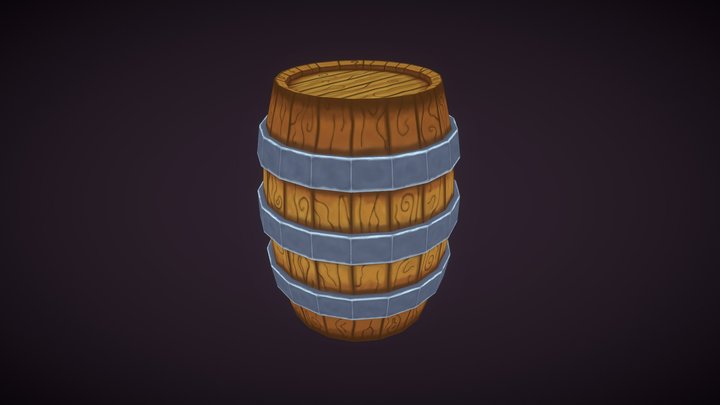 Handpainted Lowpoly Barrel 3D Model