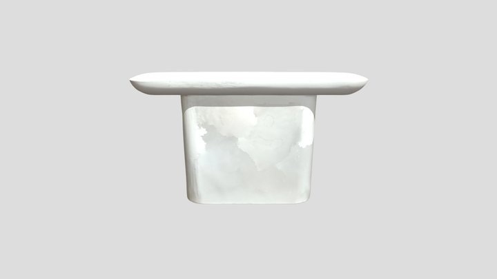 Minimalist short rectangular pedestal table 3D Model