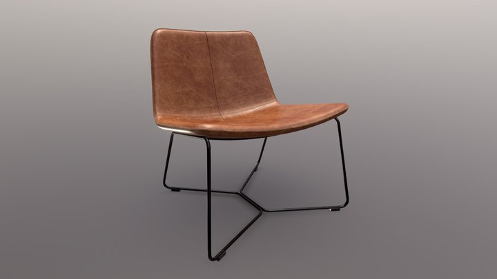 West Elm Slope Leather Chair 3D Model