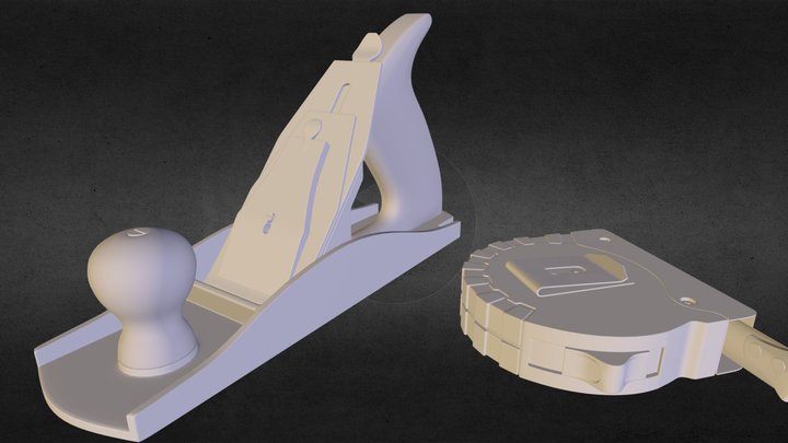 Hand plane & Measurement tape 3D Model