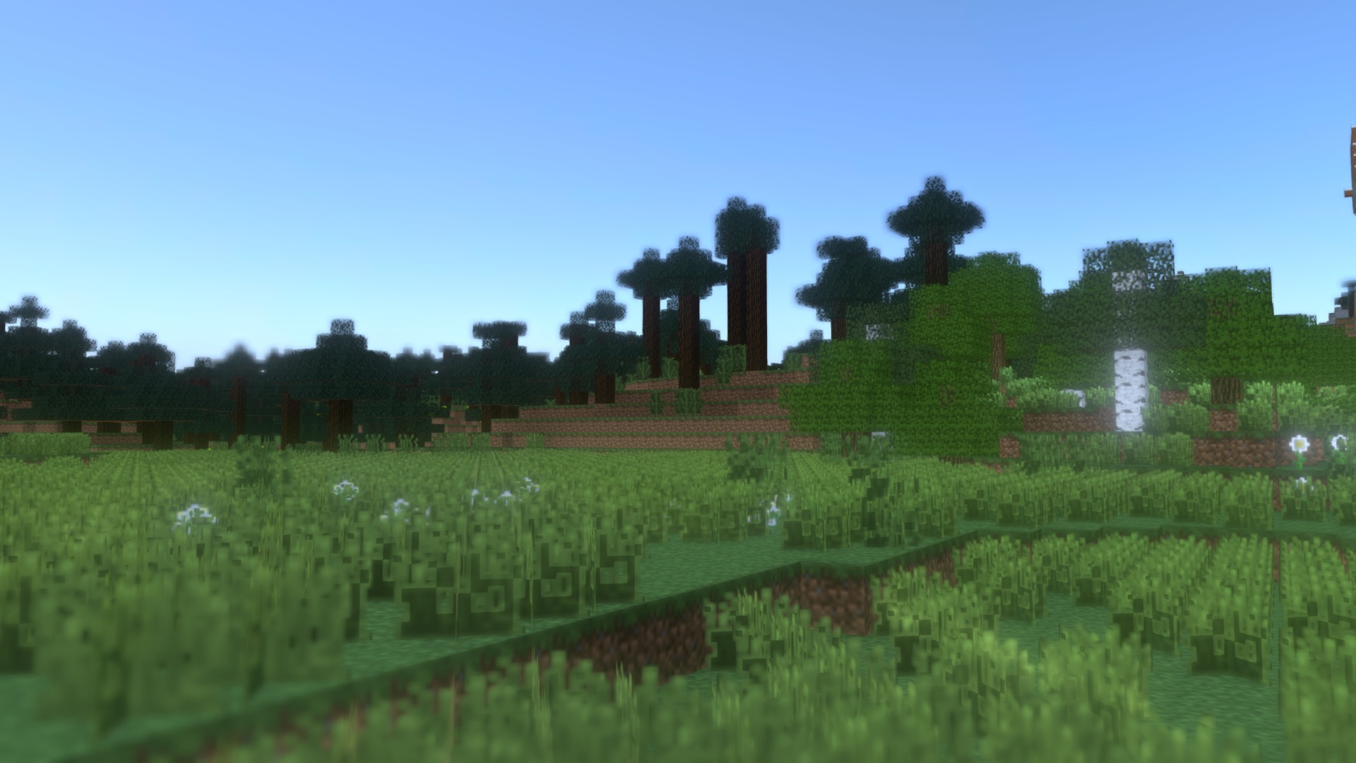 3D model Minecraft terrain – Forest with river - This is a 3D model of the Minecraft terrain - Forest with river. The 3D model is about a field of grass with trees in the background.