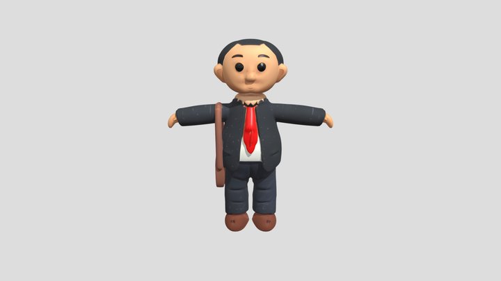 clay figurine in suit 3D Model