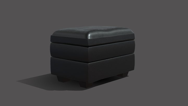Leather Wooden Puff 3D Model