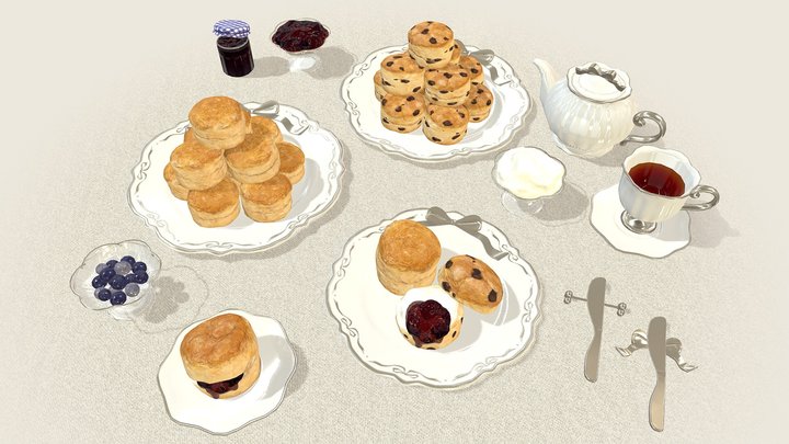 Cream Scone Set 3D Model