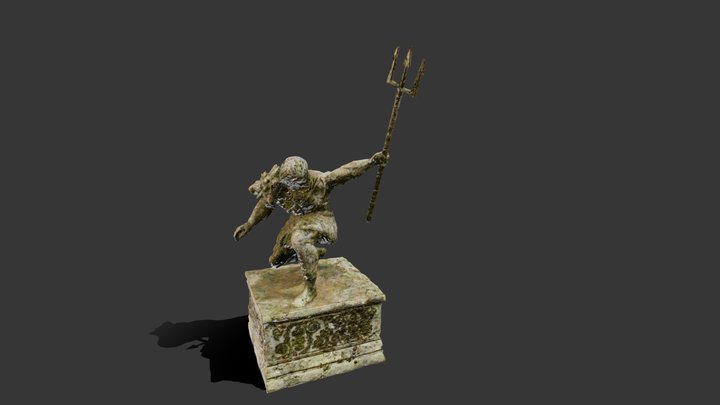 Sunken Poseidon Statue 3D Model