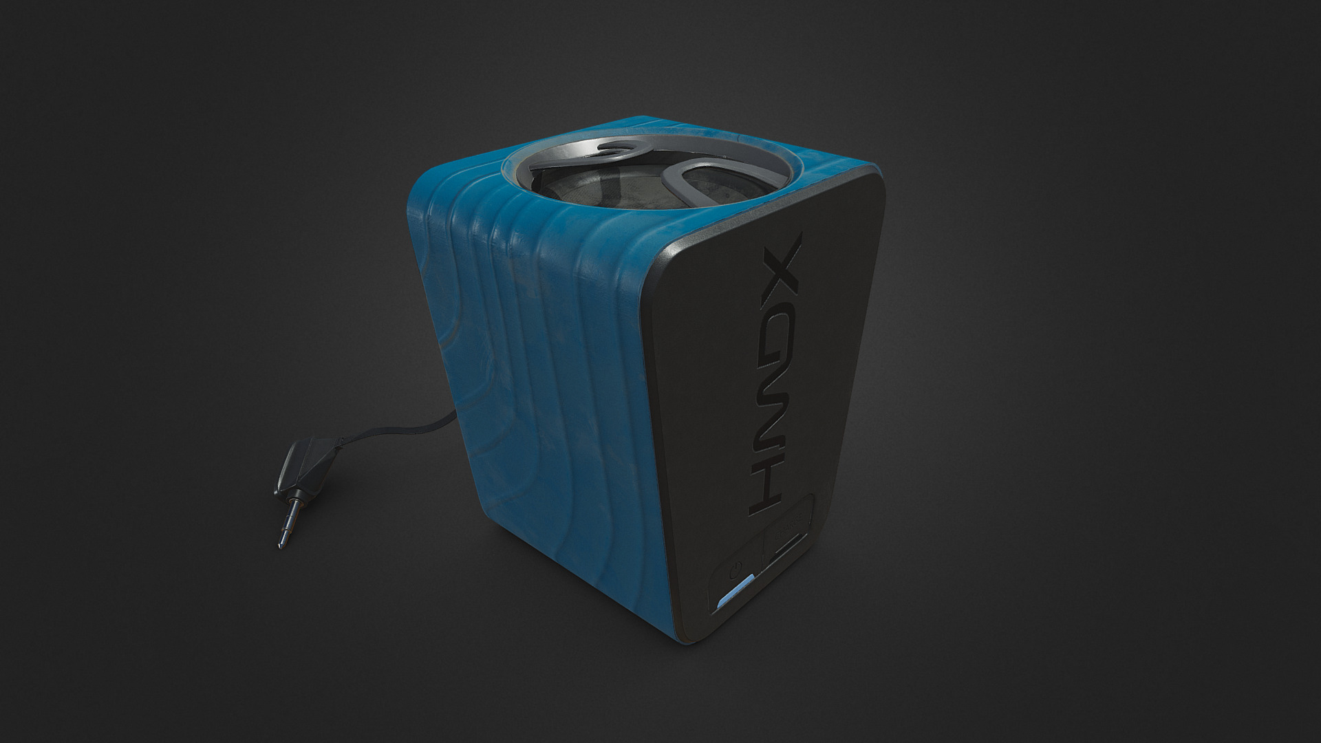 3D model Portable Speaker Prop - This is a 3D model of the Portable Speaker Prop. The 3D model is about a blue can with a wire.