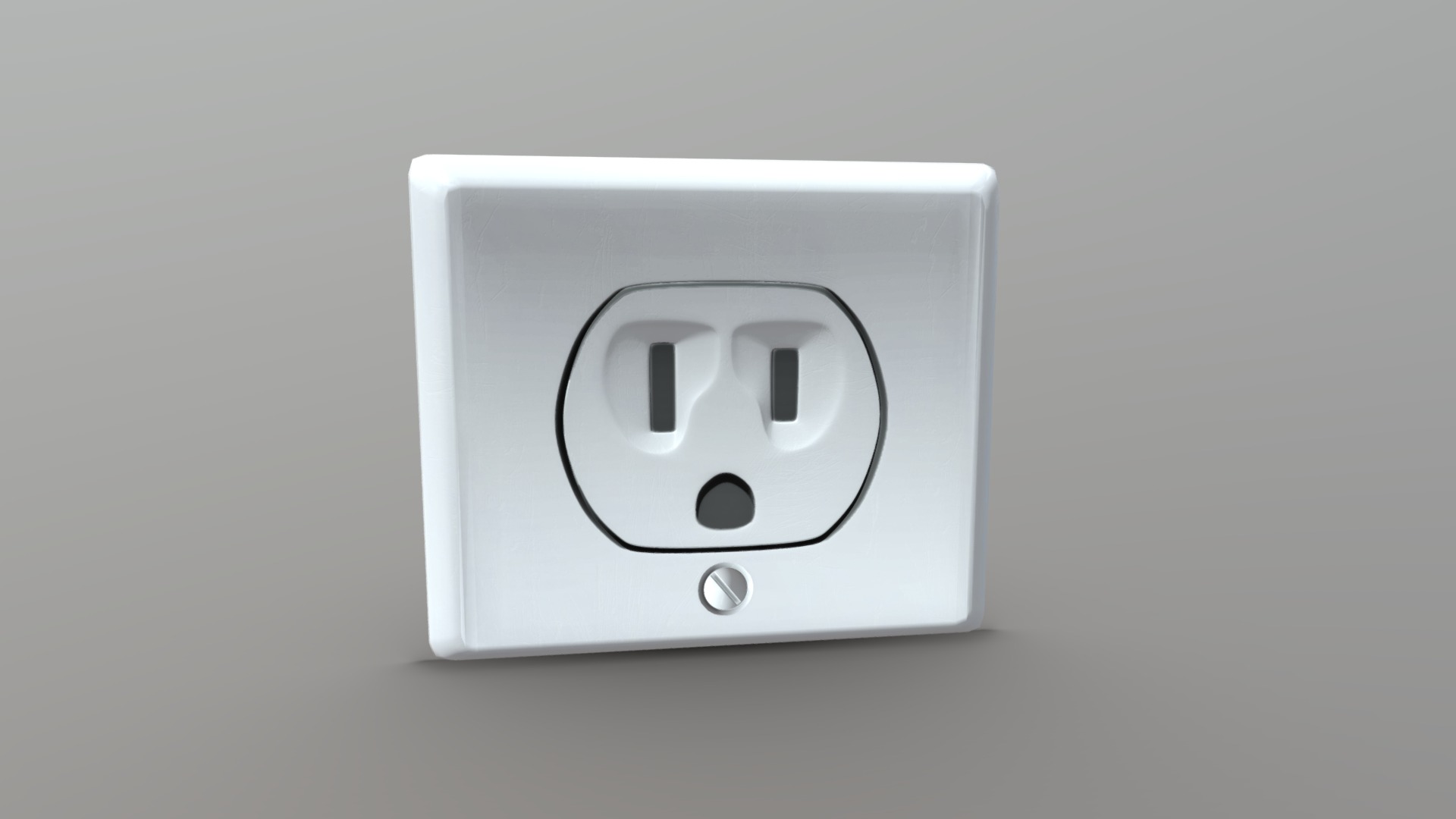 3D model Electric Outlet 1 - This is a 3D model of the Electric Outlet 1. The 3D model is about a white square with a black circle and a white circle on it.