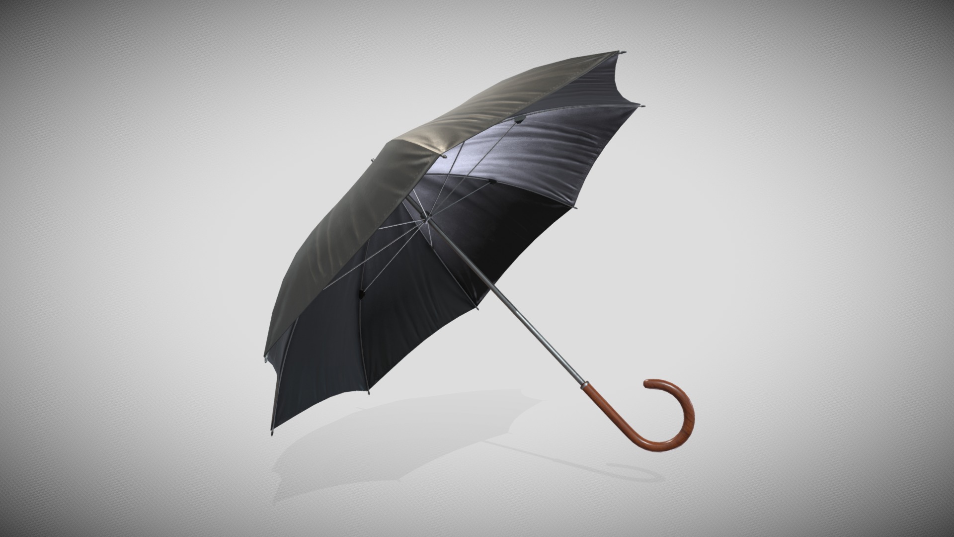 3D model Classic Umbrella - This is a 3D model of the Classic Umbrella. The 3D model is about a black umbrella on a white background.