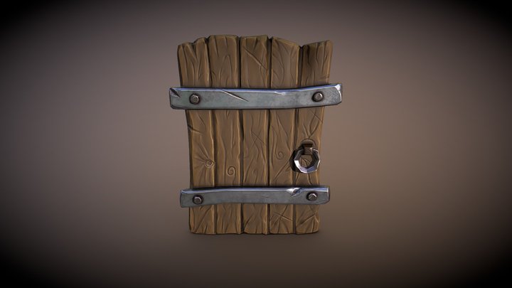 Stylized Medieval Door 3D Model