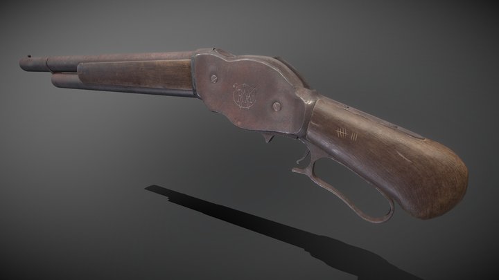 Model 1887 - Rusty Lever Action Shotgun 3D Model