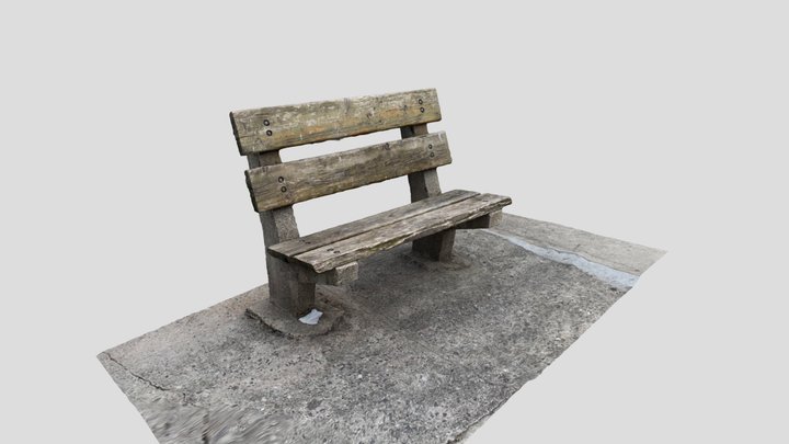 a nice weathered plank and cement bench 3D Model