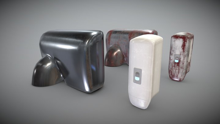 Hand dryer and soap dispenser set 3D Model