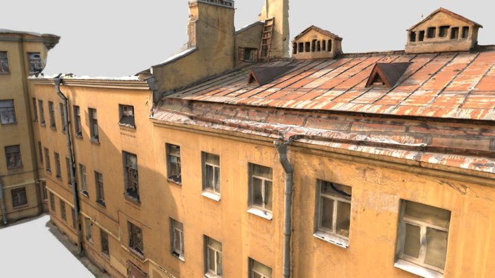 St.Petersburg residential building backyard 01 3D Model