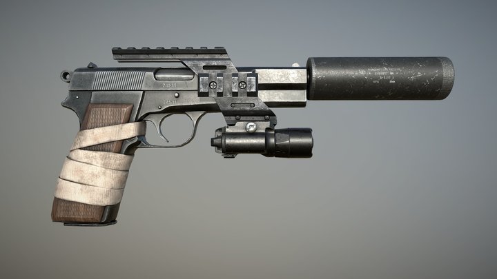 Browning Hi-Power Pistol 3D Model