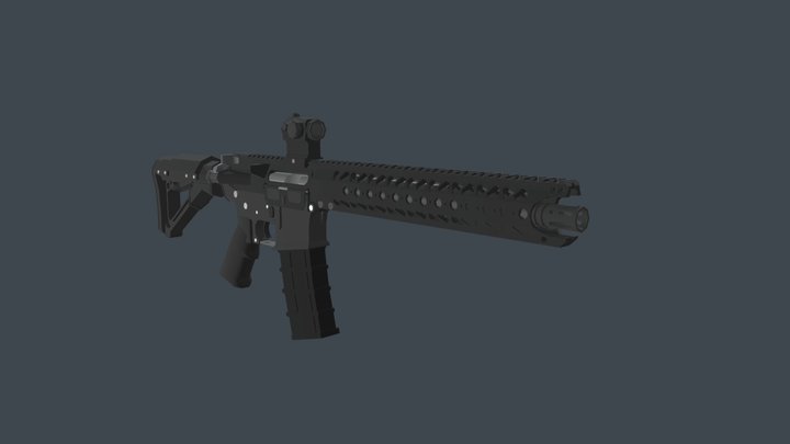 Low poly M4 Carbine Lvoa-C 3D Model