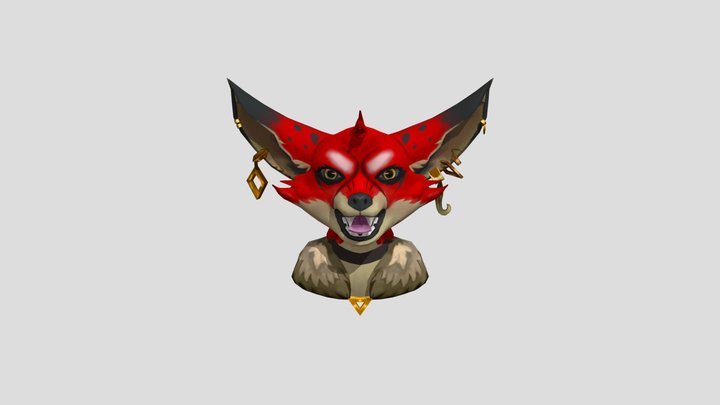 Wofl handpainted low poly 3D Model