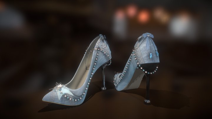 blue high-heeled shoes 3D Model