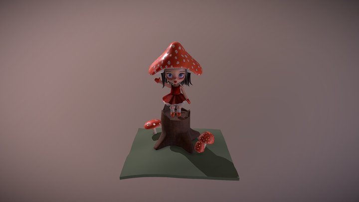 "Twig" the toadstool girl posed 3D Model