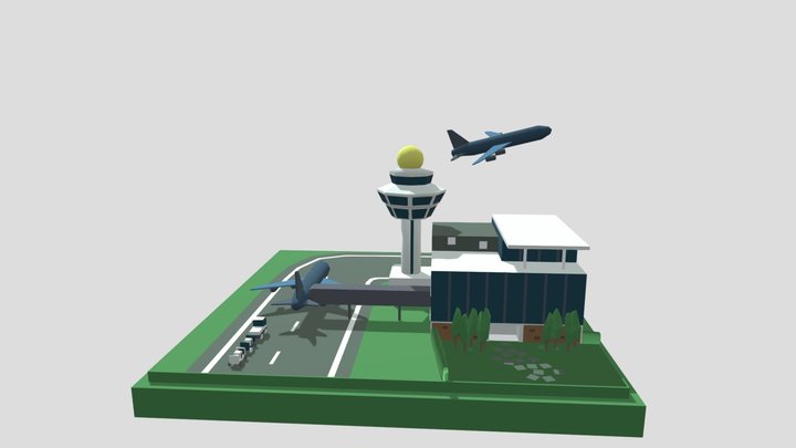 Simple Airport Scene 3D Model