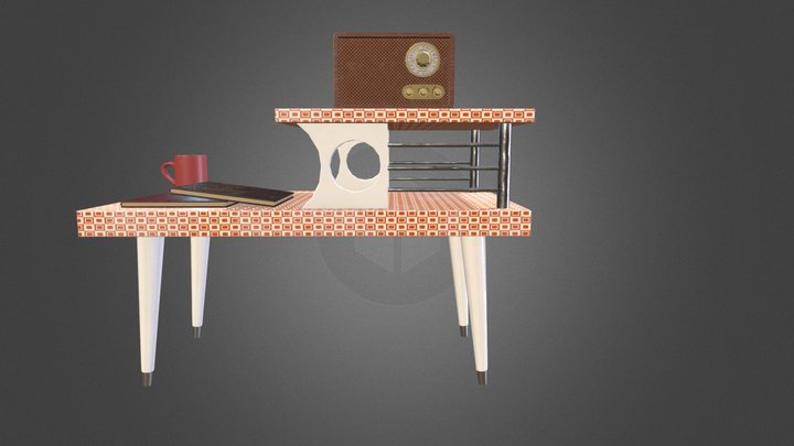 Dusty 60's Telephone Desk 3D Model