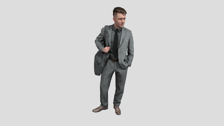 Humano Standing Man with a laptop bag _0341878 3D Model