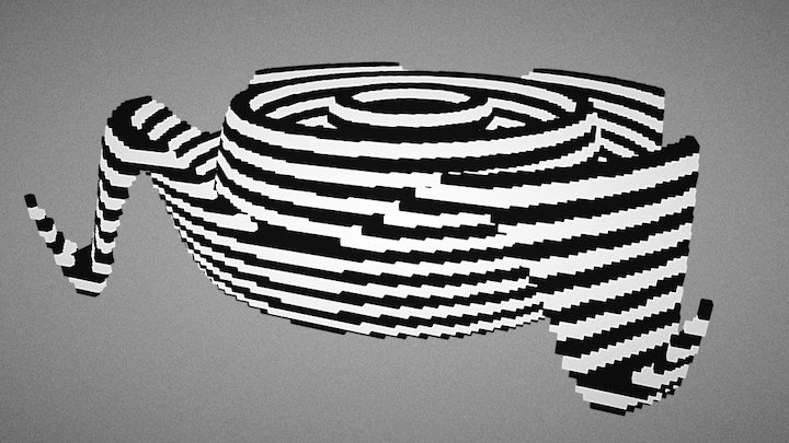op-art voxel gravity swirl