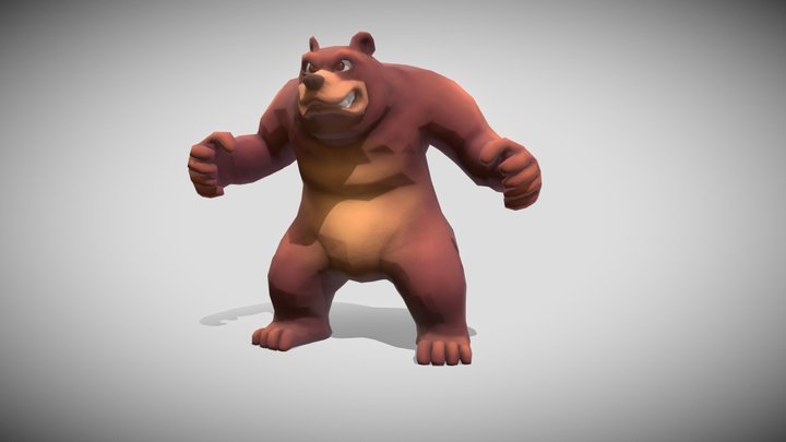 Lowpoly Stylized Bear Rigged and Animated 3D Model