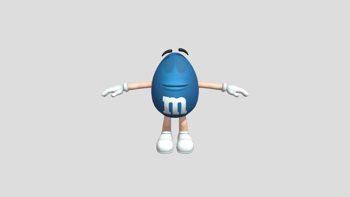Blue M&M without eyes 3D Model