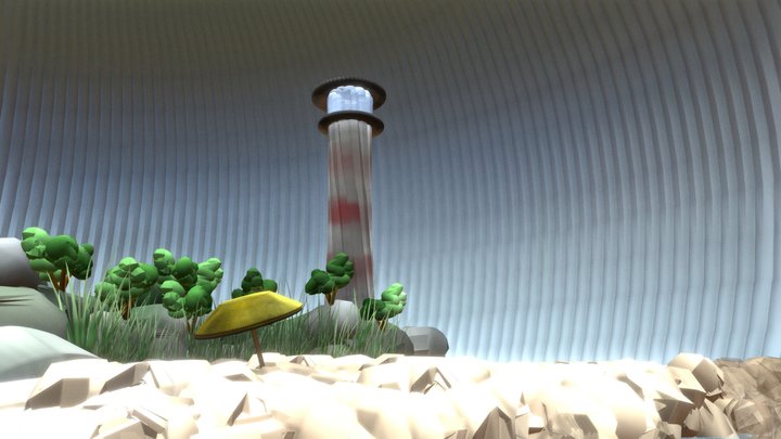 Lighthouse and Beach 3D Model
