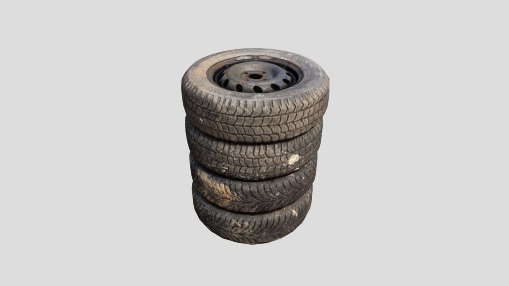 old_dirty_stacked_tires_pbr_textures_free