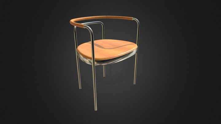 Chair made of metal and wood. Free download. 3D Model