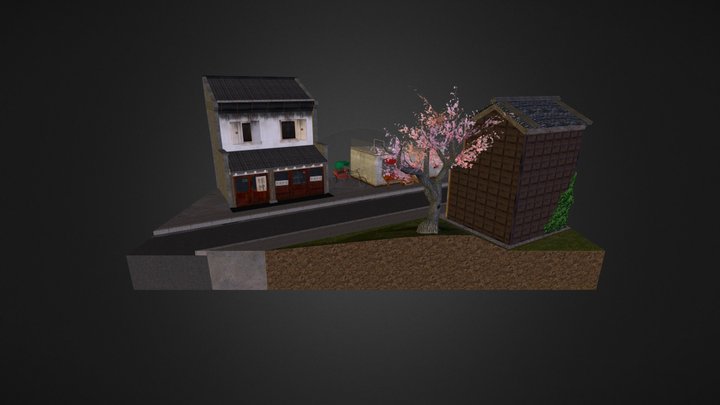 Japanese City Scene 3D Model