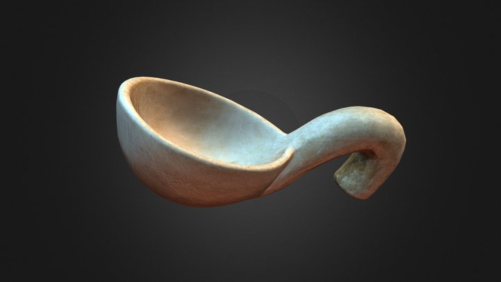 Latvian carved wooden ladle 3D Model
