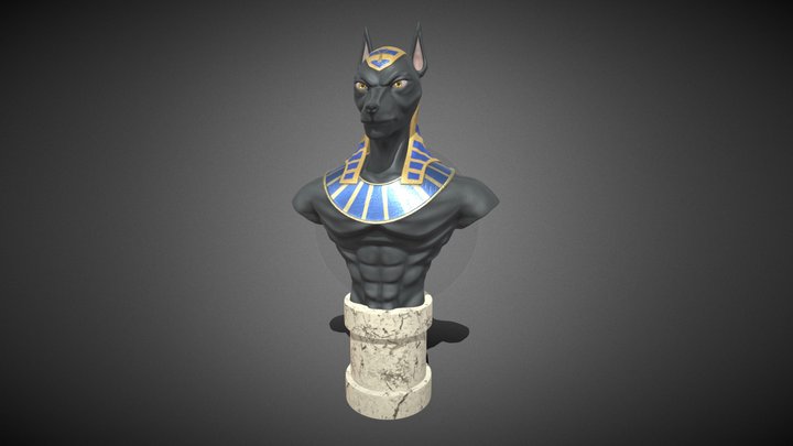 Stylized Anubis Half Bust Sculpt 3D Model