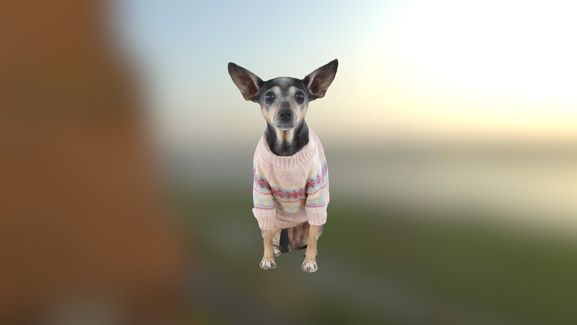 3D model Handsome Dog - This is a 3D model of the Handsome Dog. The 3D model is about a dog wearing a sweater.