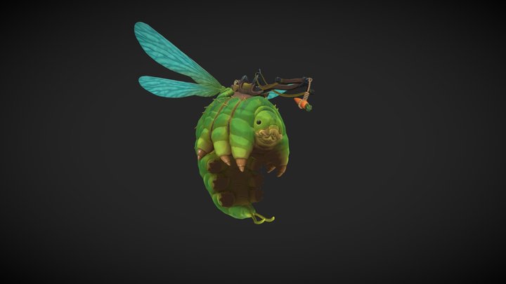 Stylized Curious Caterpillar Mount 3D Model
