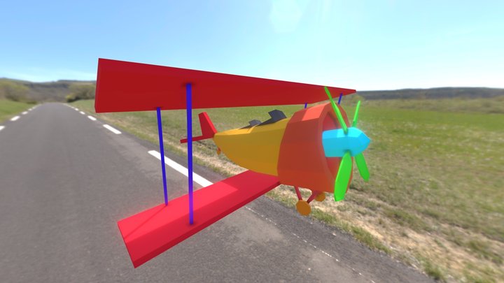 Biplane Low Poly 3D Model