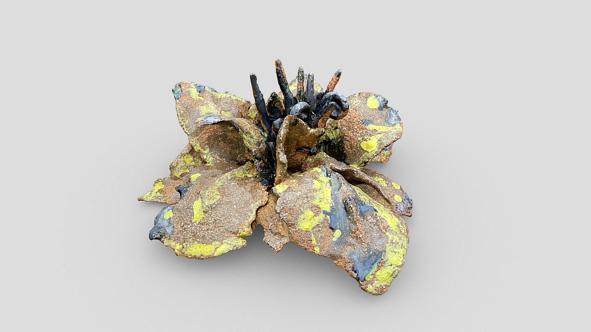 Sculpted flower - Brown & yellow marks — Sketchfab embed 3D viewer