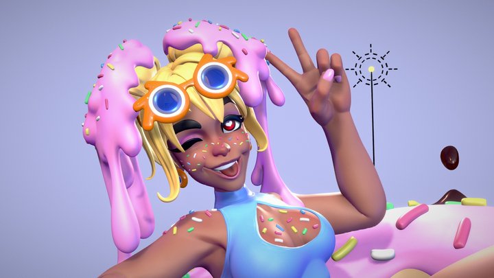 Blender Donut Babe #DiscordFoodCharacter 3D Model