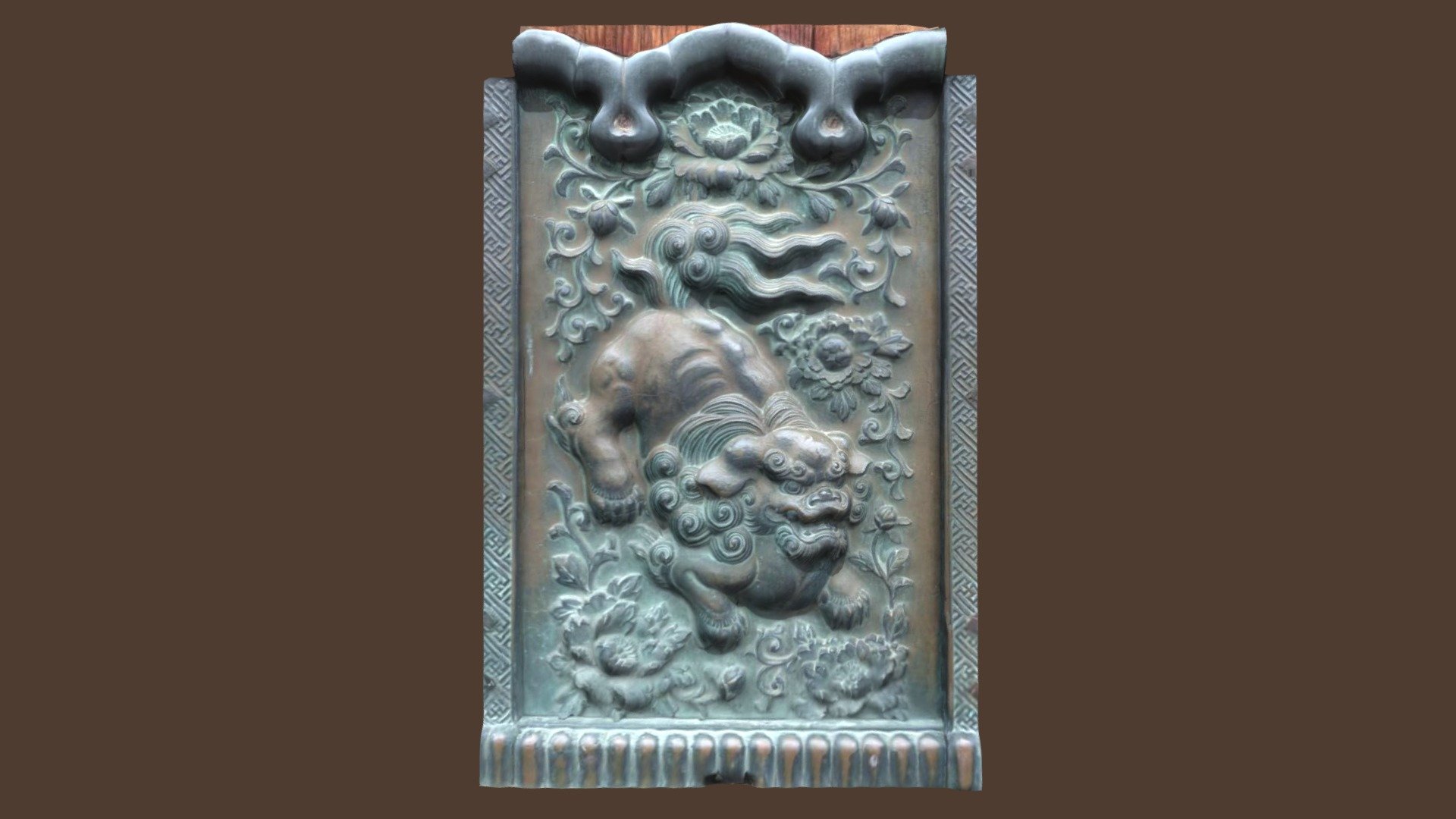 Sacred lion stone carving wall mount
