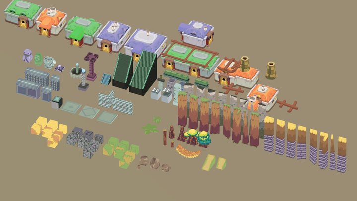 Tilable Pixel Asset Pack 3D Model