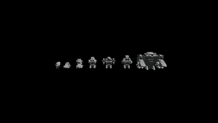 Mecha Low poly Collection 3D Model